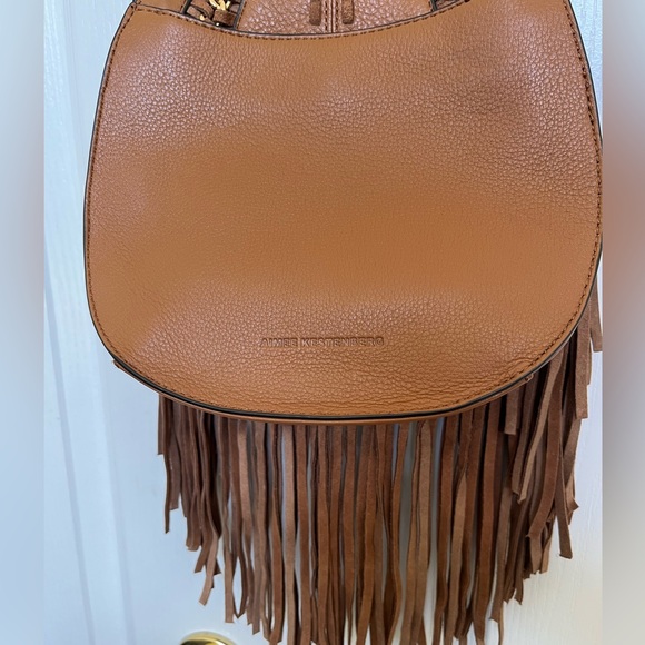 Aimee Kestenberg Cognac Fringe Crossbody Bag with Gold Accents - Picture 4 of 10